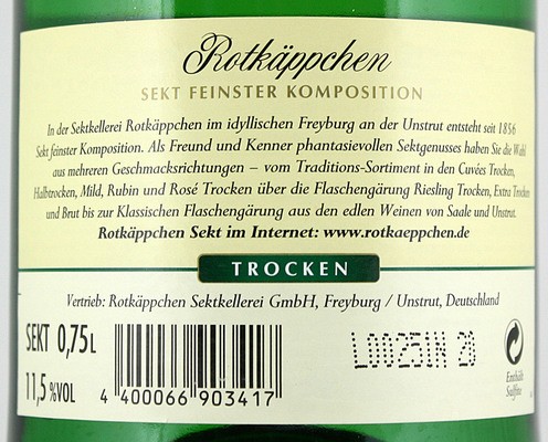 Rotk�ppchen Sekt trocken - Rotk�ppchen Sektkellerei