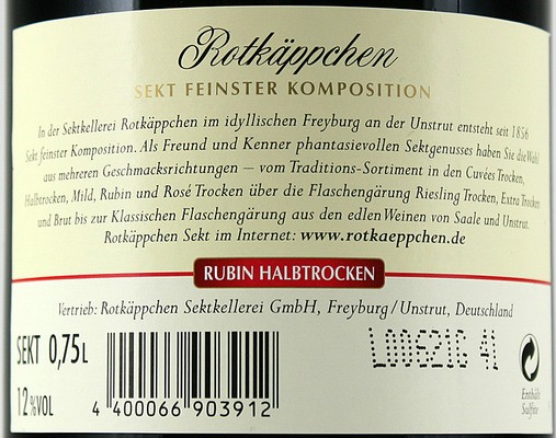 Rotk�ppchen Sekt Rubin halbtrocken - Rotk�ppchen Sektkellerei