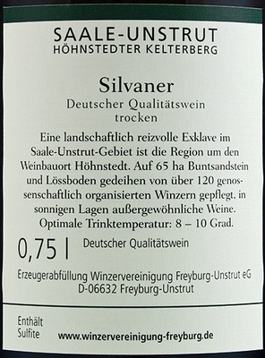 Silvaner QbA trocken 2010 H�hnstedter Kelterberg - WV Freyburg