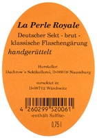 Cuvée Sekt brut La Perle Royale - Duchrows Sektkellerei
